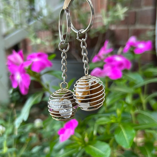Courage Keychain - Tiger's Eye & Clear Quartz