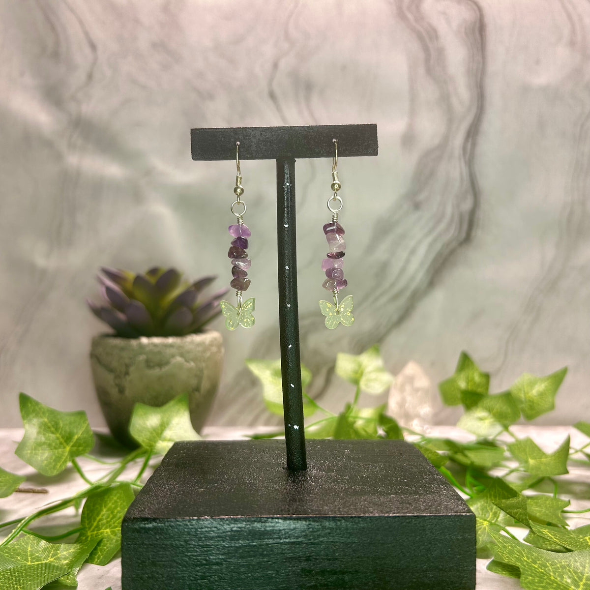 Amethyst Butterfly Earrings