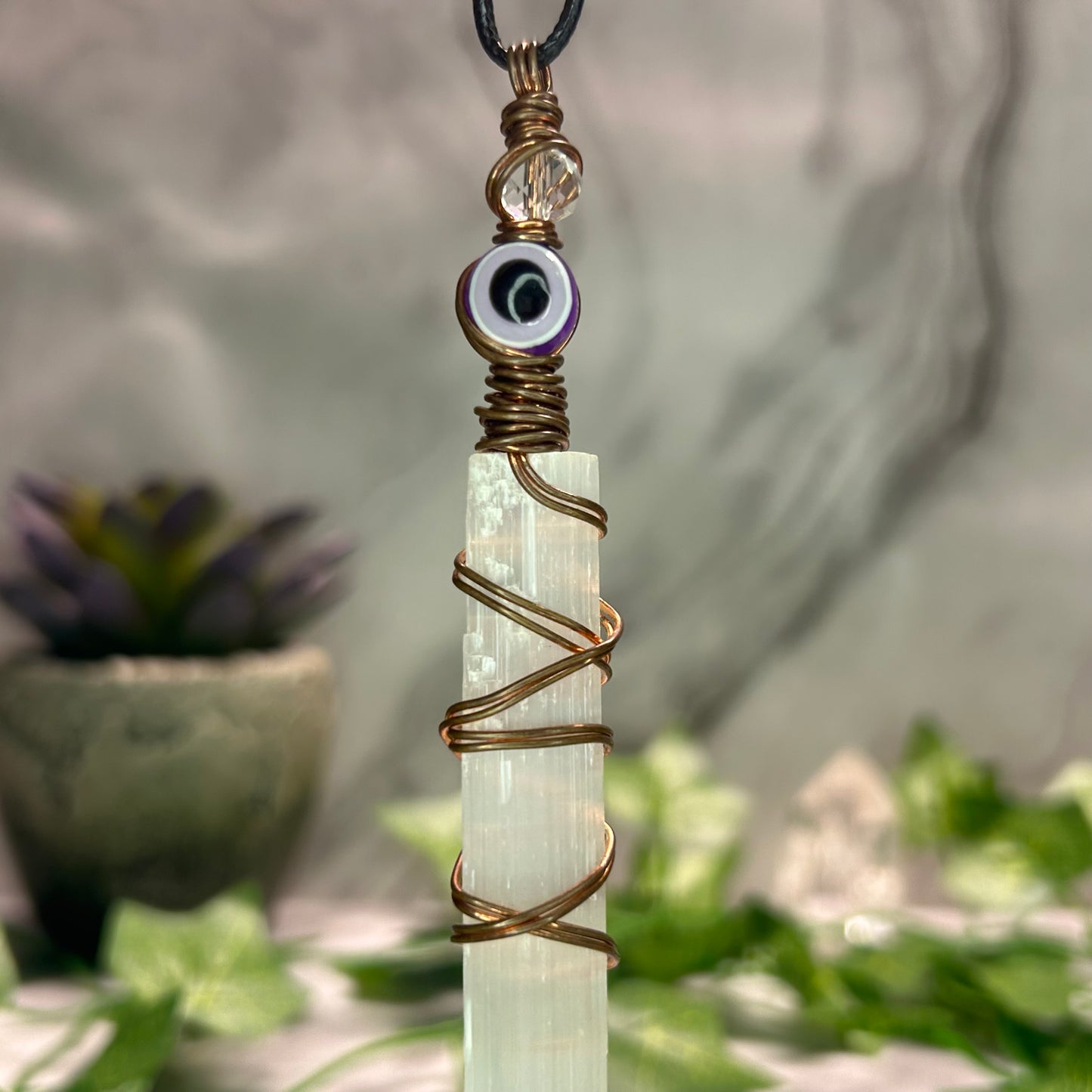 Selenite Evil Eye Necklace