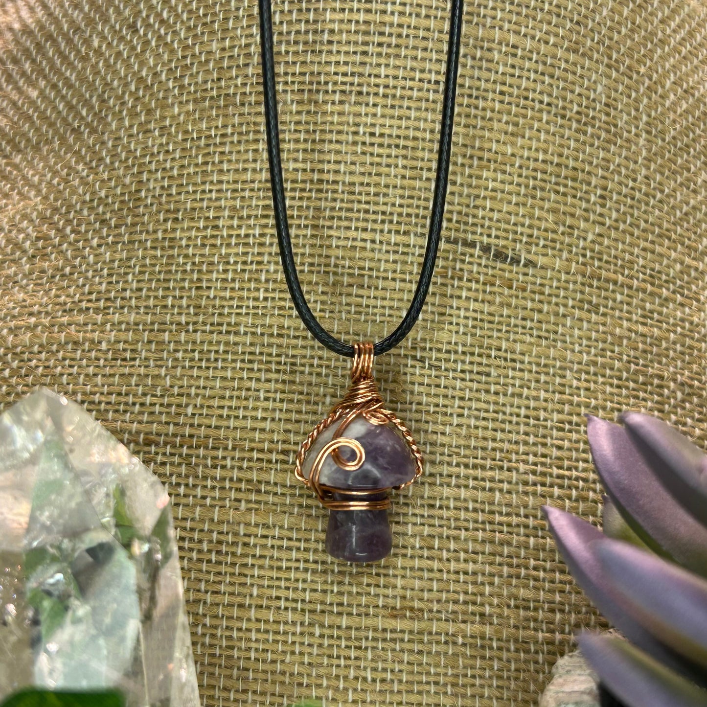 Amethyst Mini Mushroom Necklace
