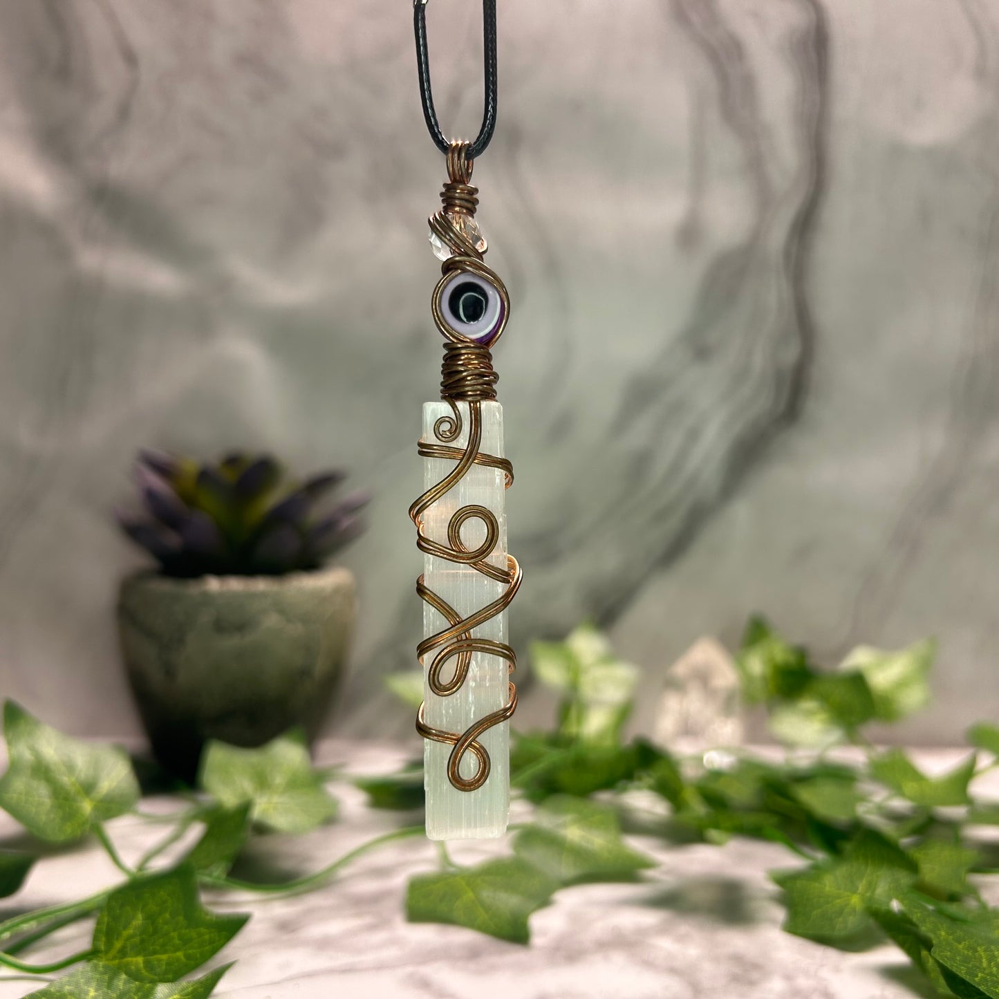 Selenite Evil Eye Necklace