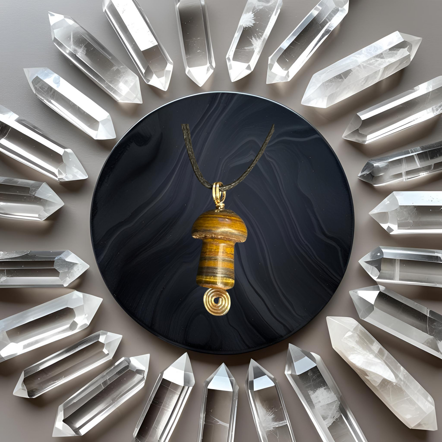 Tiger's Eye Mini-Mushroom Necklaces