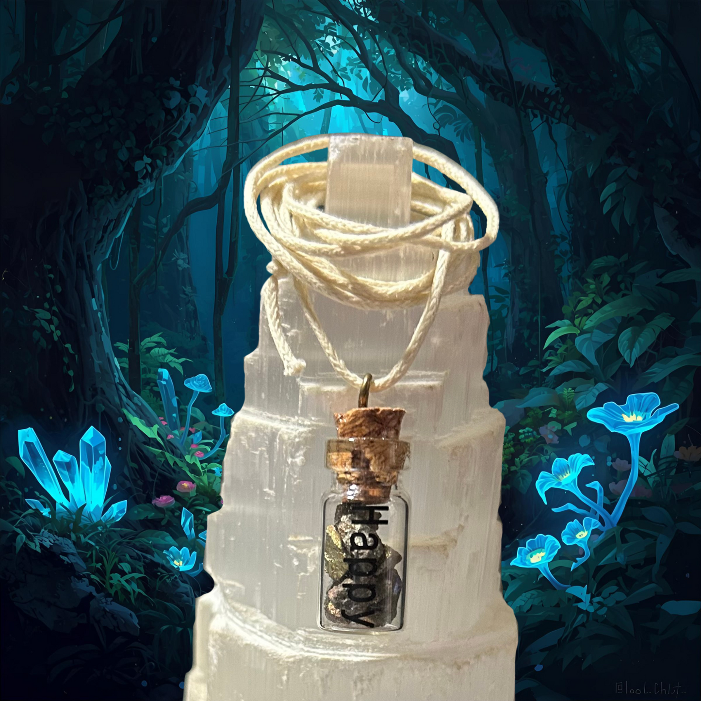 Chalcopyrite Crystal Jar Necklace