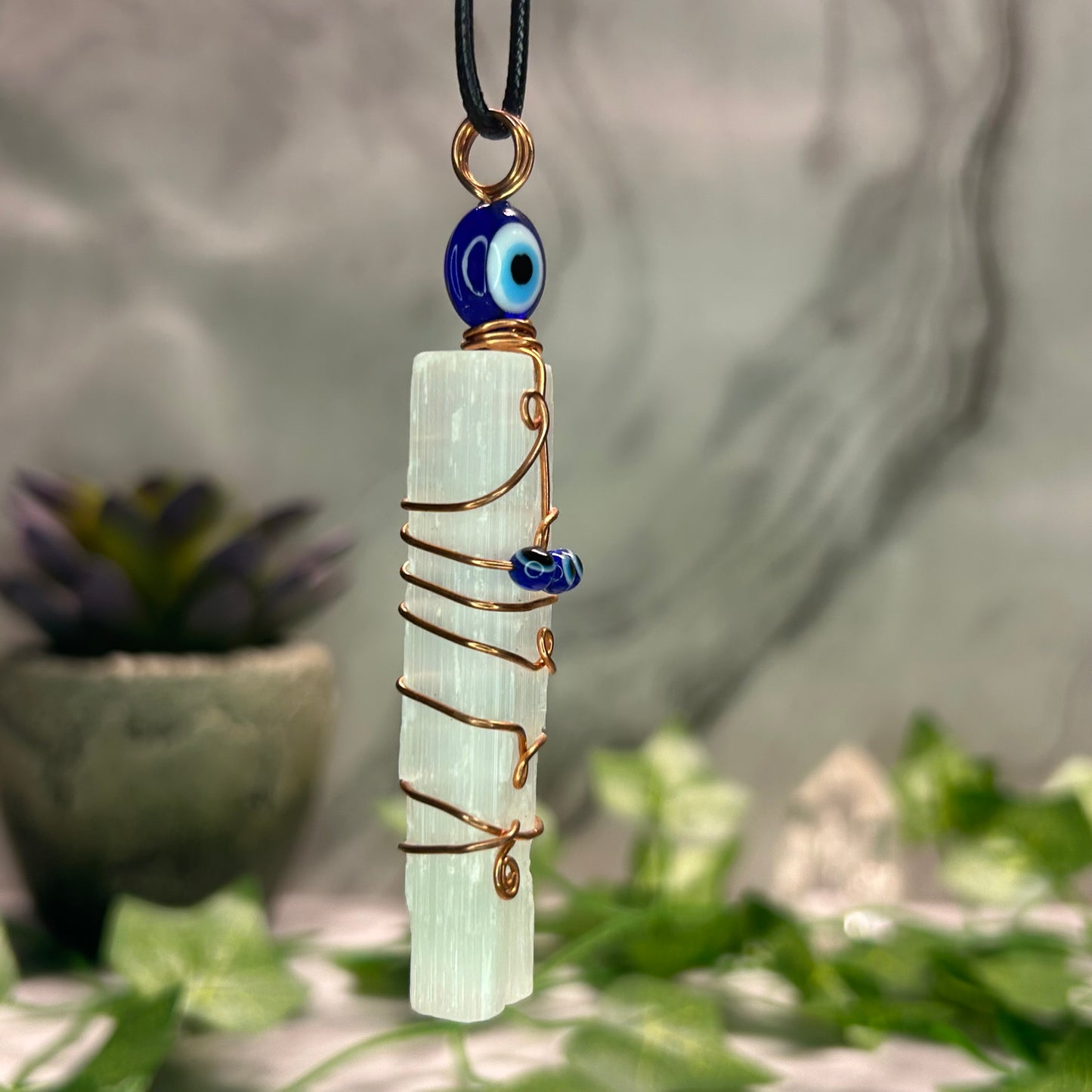 Selenite Evil Eye Necklace