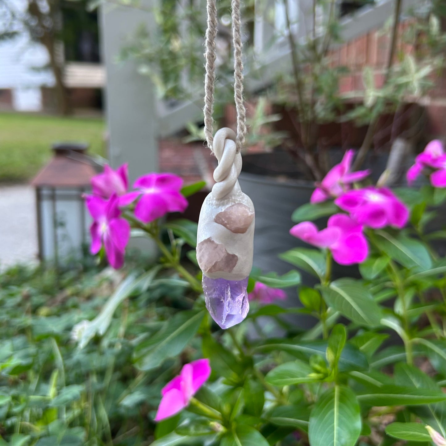 Amethyst & Rose Quartz "Unicorn Horn" Necklace