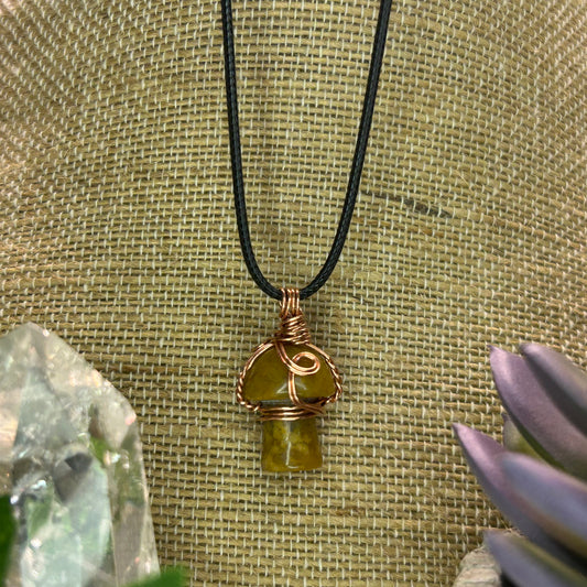 Yellow Jasper Mini Mushroom Necklace
