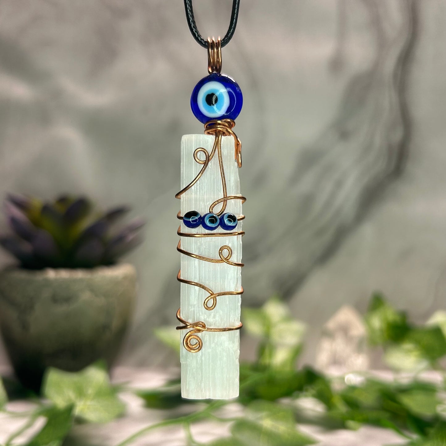 Selenite Evil Eye Necklace