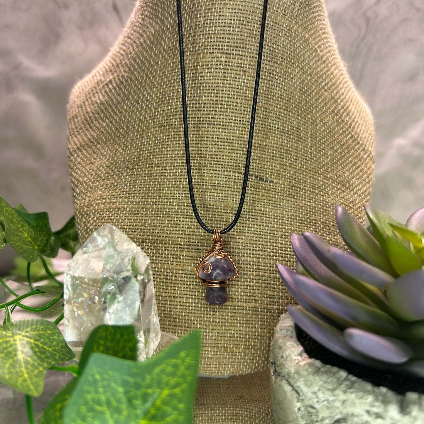 Amethyst Mini Mushroom Necklace