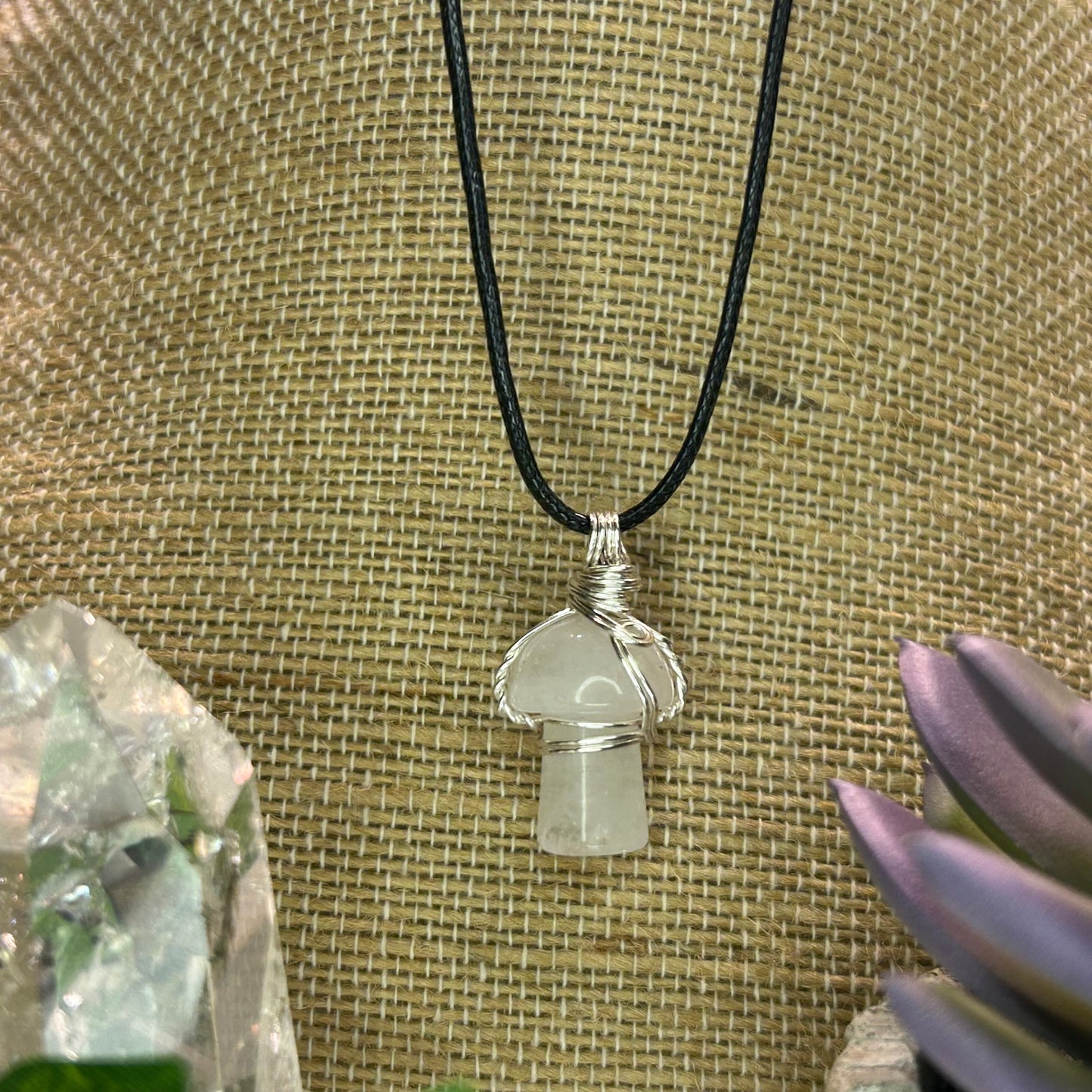 Clear Quartz Mini Mushroom Necklace