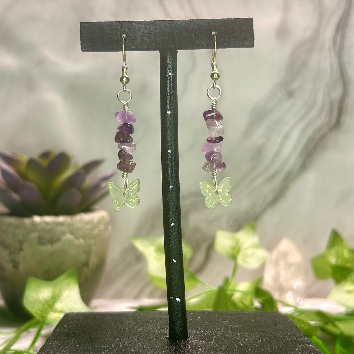 Amethyst Butterfly Earrings