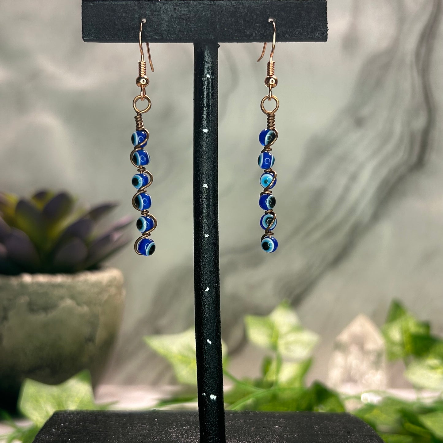 Evil Eye Spiral Earrings - Copper