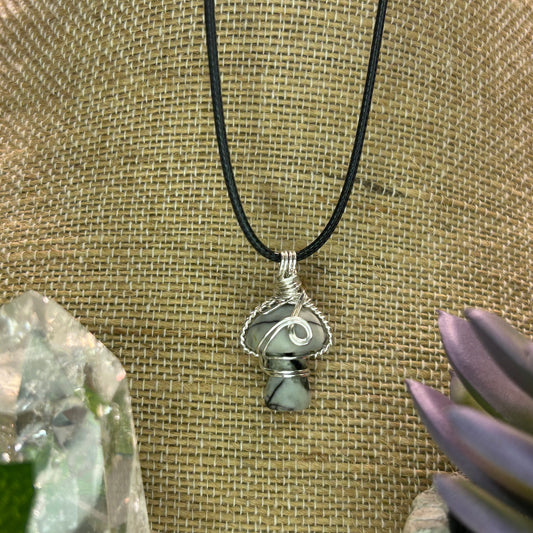 Zebra Jasper Mini Mushroom Necklace