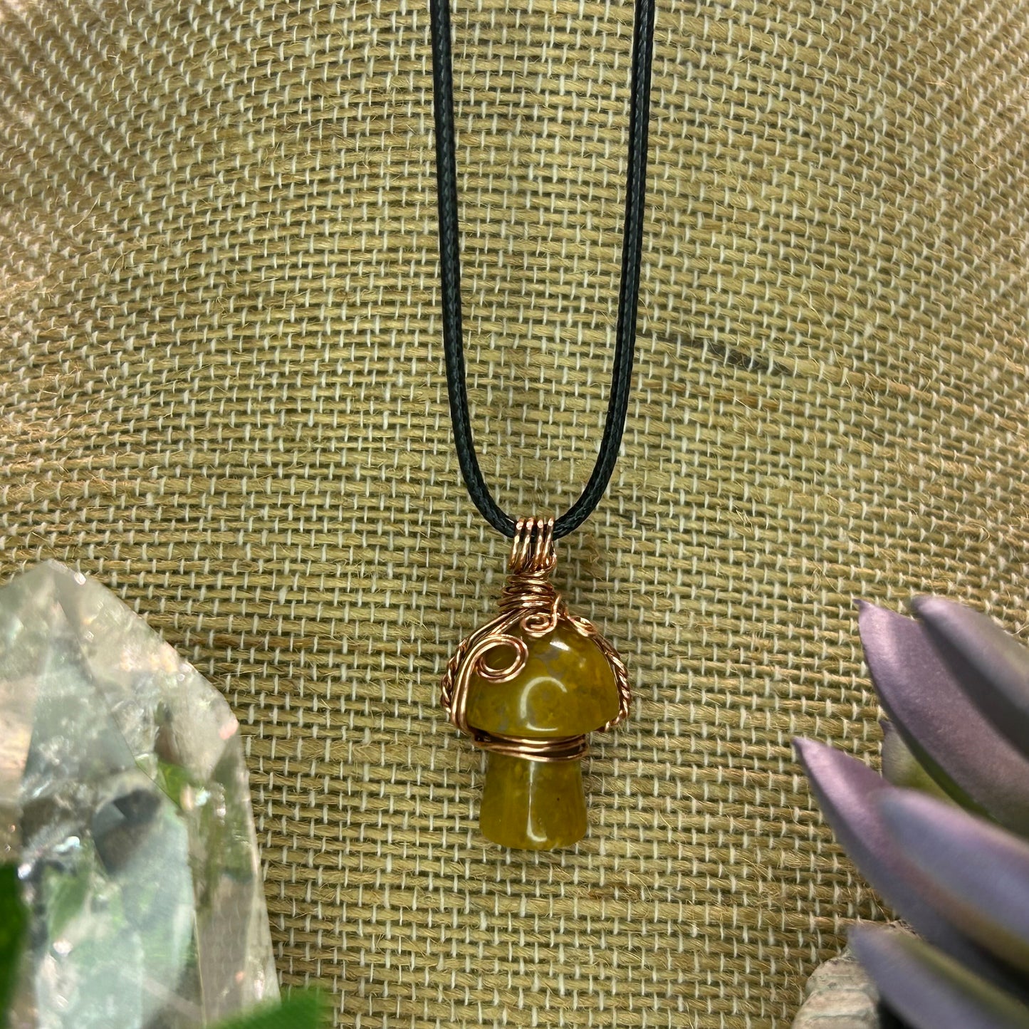 Yellow Jasper Mini Mushroom Necklace