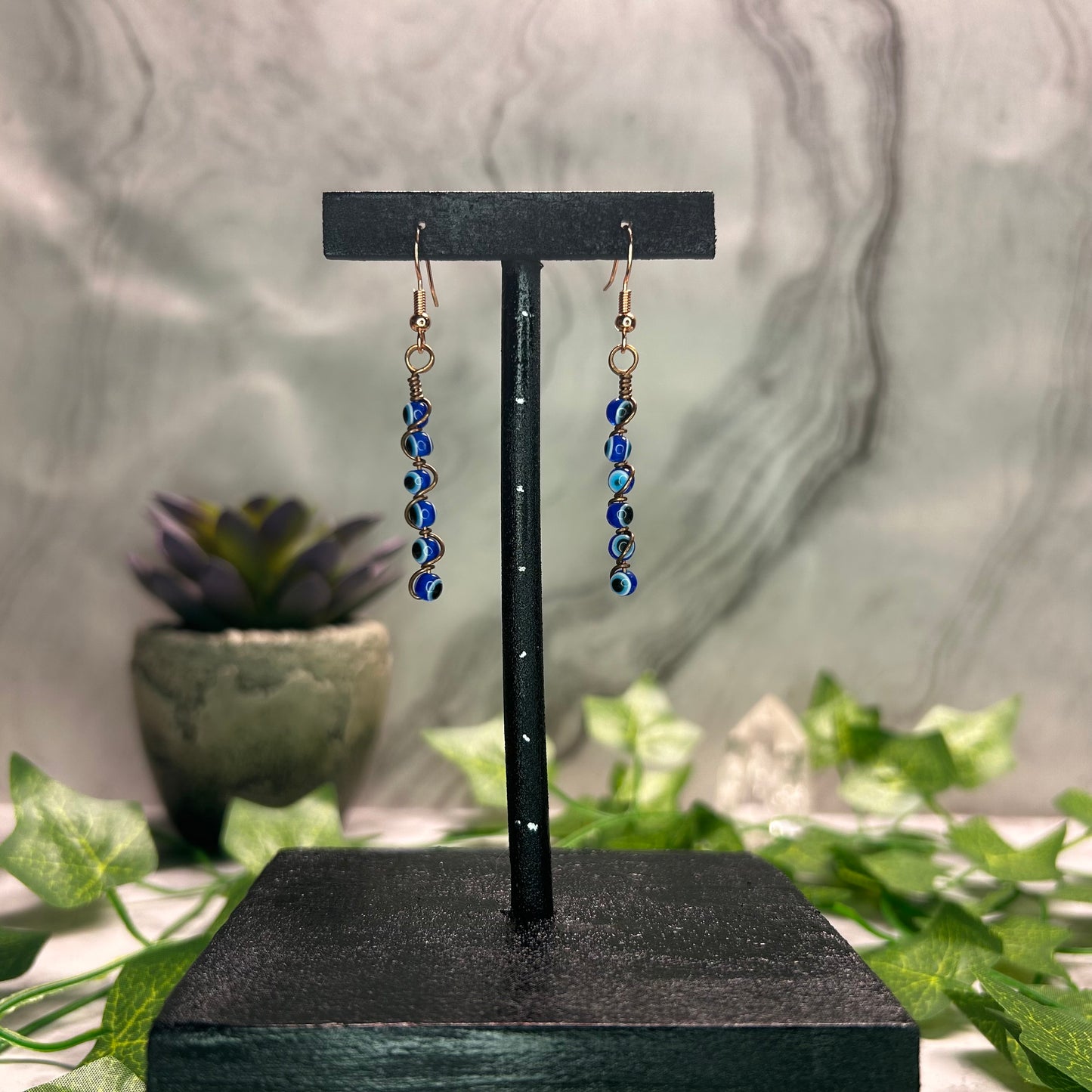 Evil Eye Spiral Earrings - Copper