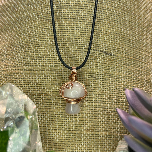 Rose Quartz Mini Mushroom Necklace