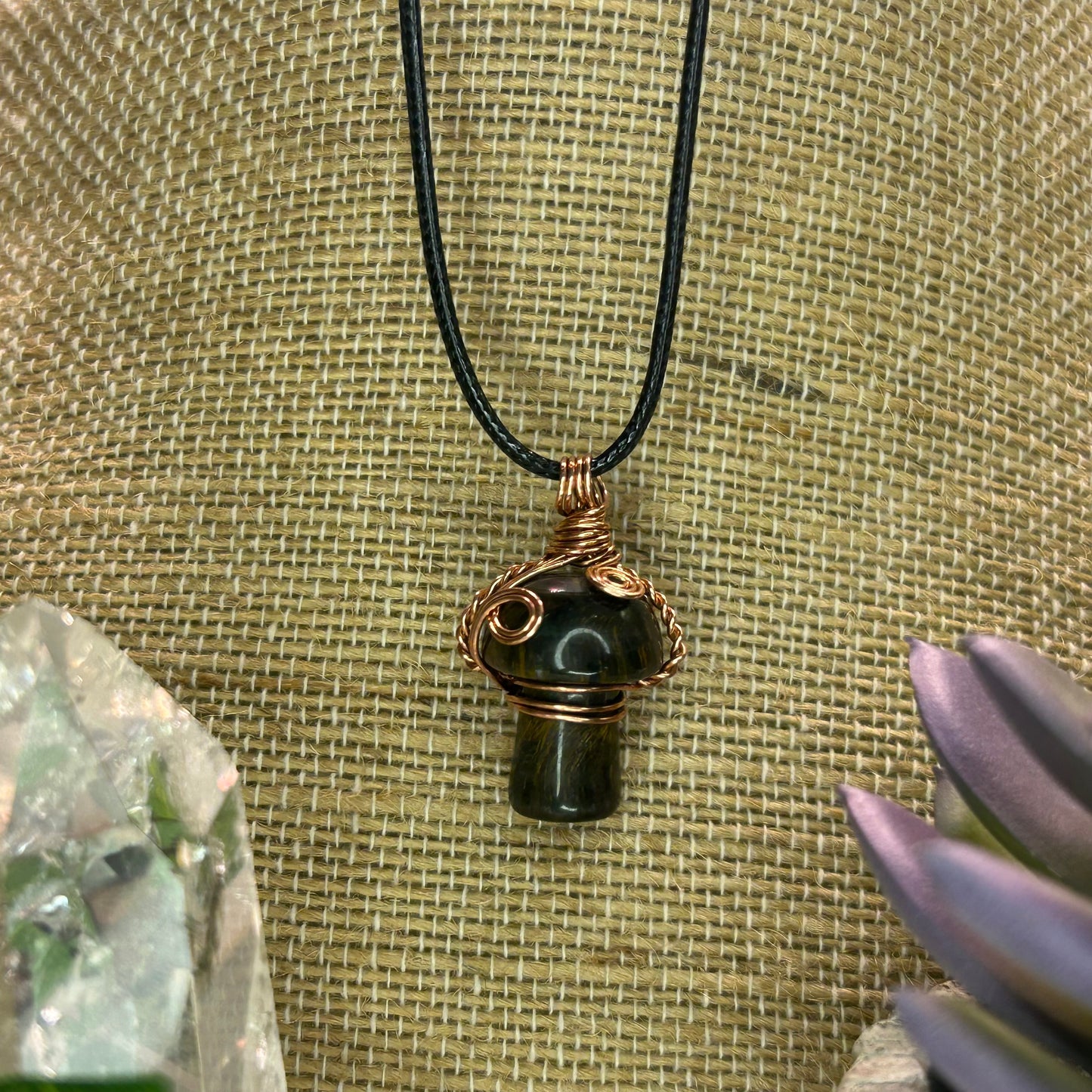 Tiger’s Eye Mini Mushroom Necklace