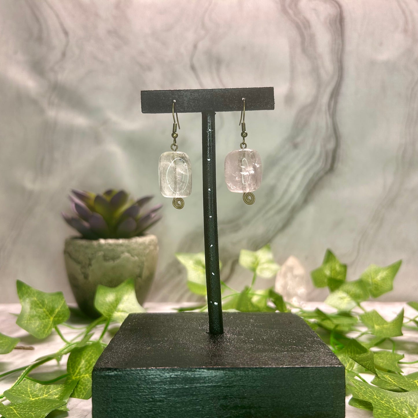 Clear Quartz & Amethyst Earrings