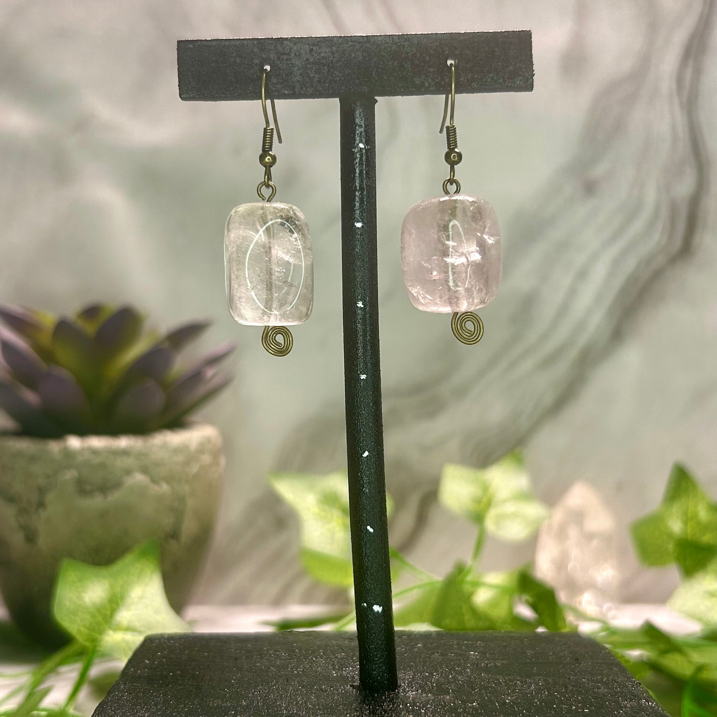 Clear Quartz & Amethyst Earrings
