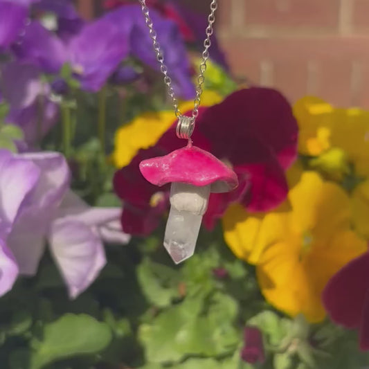 Clear Quartz Mini Mushroom Necklace